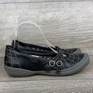 Merrell Zodiac Women's Sz 8 Black Leather Cris-Cross Strap Buckle Mary Jane Flat